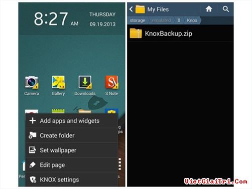 Bạn có thể truy cập vào KNOX Settings bằng cách nhấp vào nút Settings có trên thiết bị – Ảnh chụp màn hình