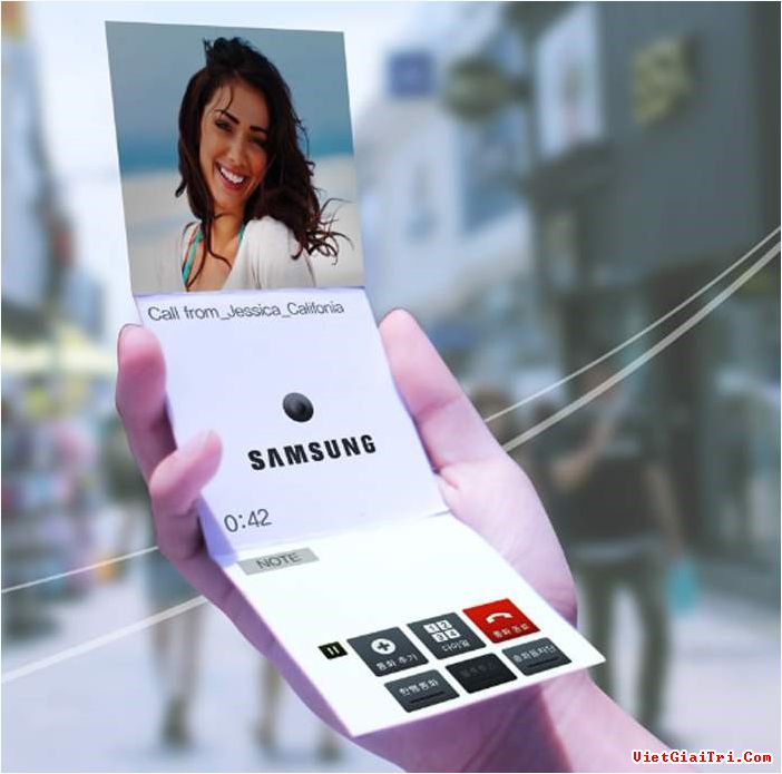 Concept điện thoại màn hình uốn dẻo của Samsung.