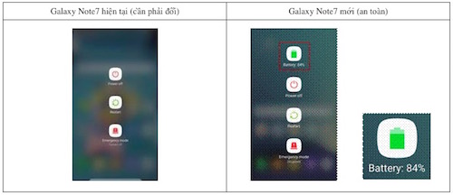 Màn hình POWER OFF của Galaxy Note7 mới sẽ hiển thị biểu tượng pin màu xanh lá cùng với hiện trạng dung lượng pin đang được sạc.