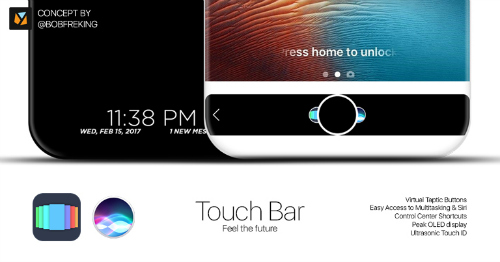 Dự kiến, thanh Touch Bar sẽ được tích hợp ở cạnh dưới màn hình.