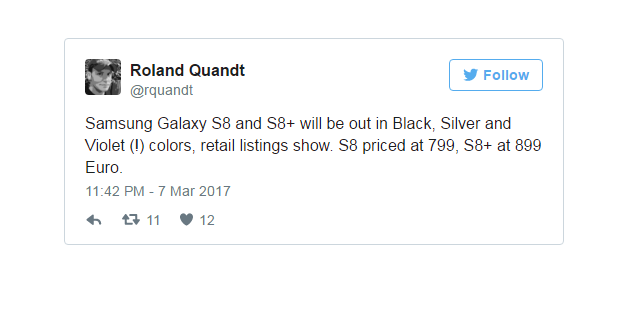 Twitter Roland Quandt rò rỉ thông tin về siêu phẩm sắp ra mắt của Samsung. Ảnh: Twitter
